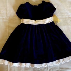 NWT Velveteen Infant Dress Deep Blue